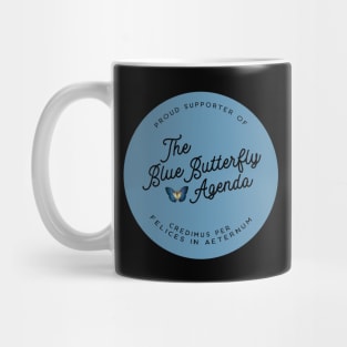 Blue Butterfly Agenda (Black Letters) Mug